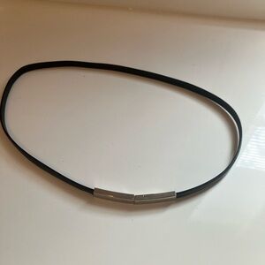 Prada Black Patent Leather and Silver Magnetic Women’s Belt Sm 33”